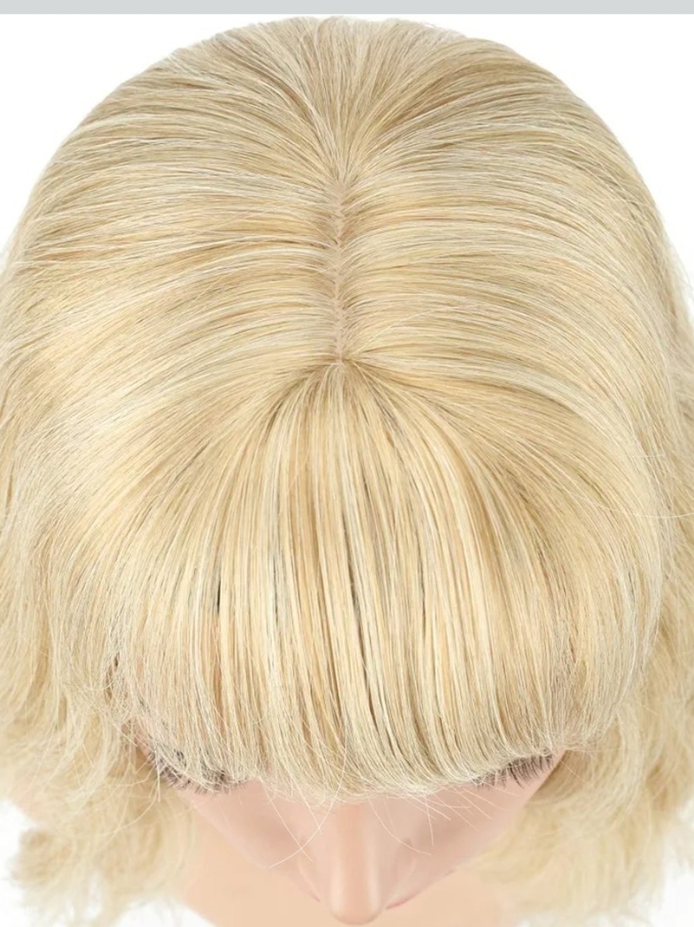Blonde Wave Short Bob Wigs With Air Bangs Shoulder Length Wig For Women and Girl - Picture 7 of 14